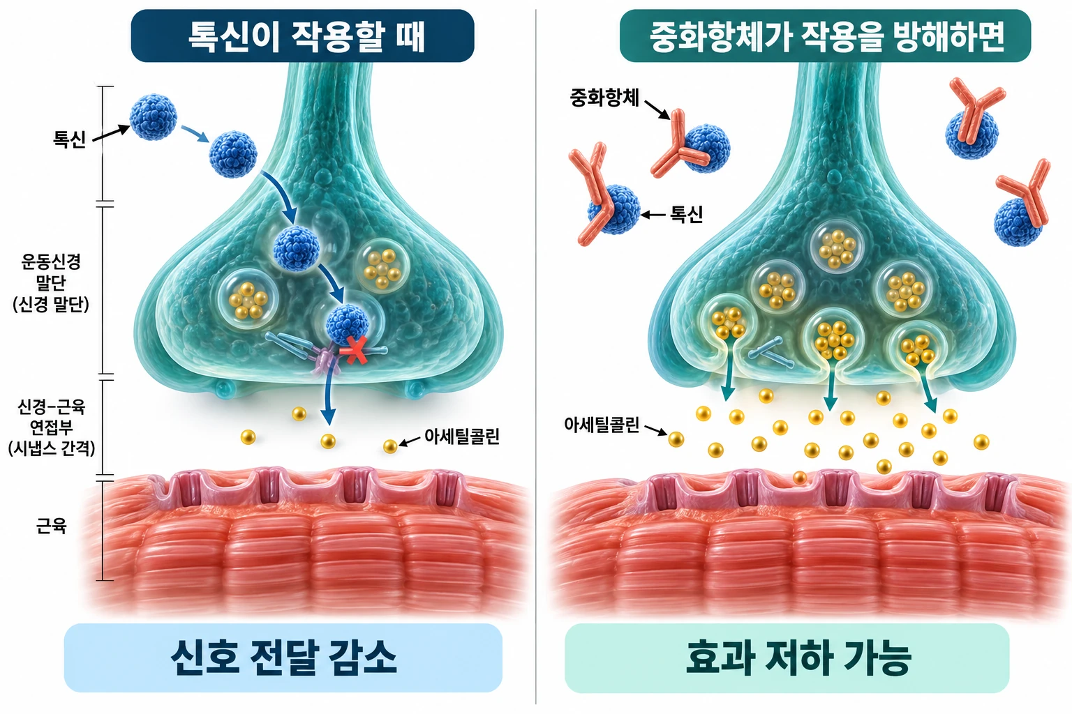 톡신 작용과 중화항체의 차이