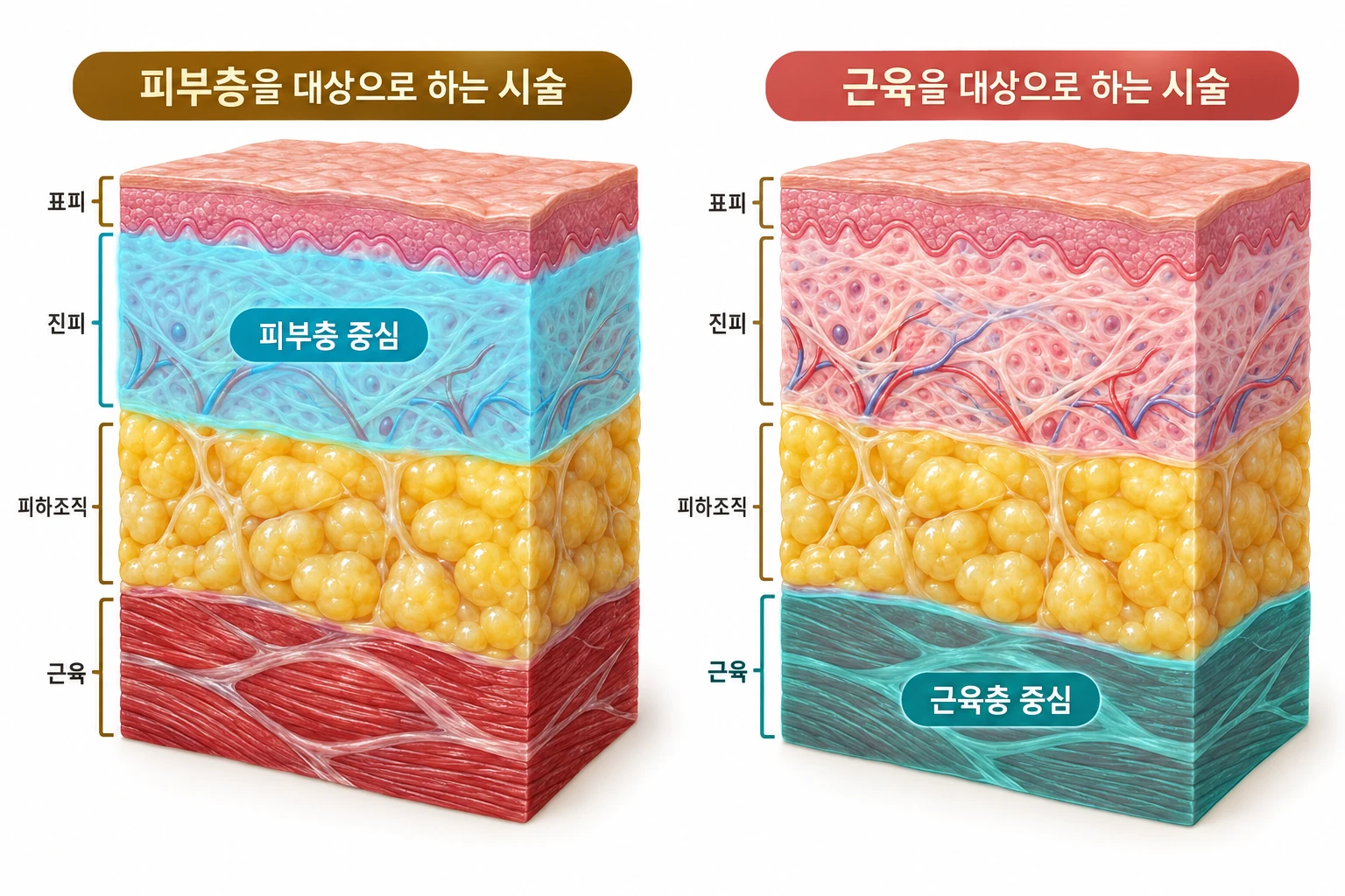 피부층과 근육층, 평가하는 목표도 다릅니다