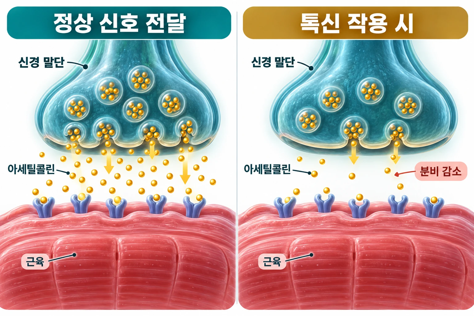 신경에서 근육으로 전달되는 신호