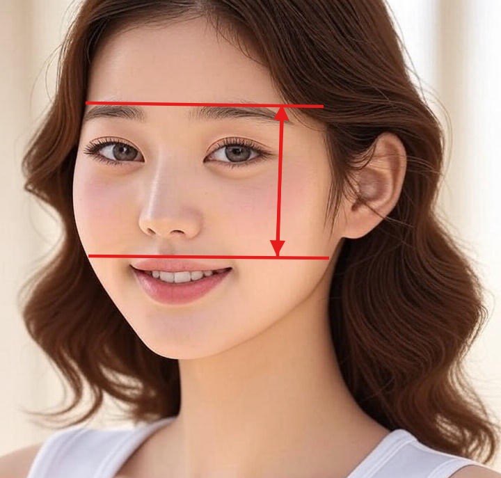 왼쪽은 중안부가 긴 얼굴, 오른쪽은 중안부가 짧아진 얼굴입니다.
