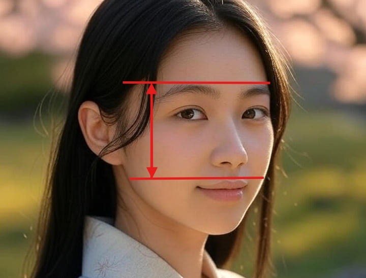중안부가 짧은 쪽이 인상이 훨씬 부드러워 보입니다.
