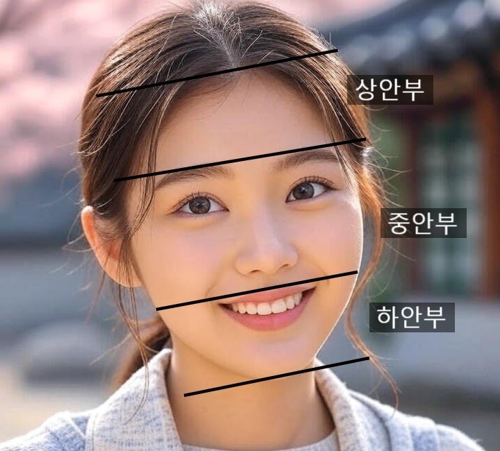 눈의 위치에 따라 세 구간의 길이가 달라집니다.