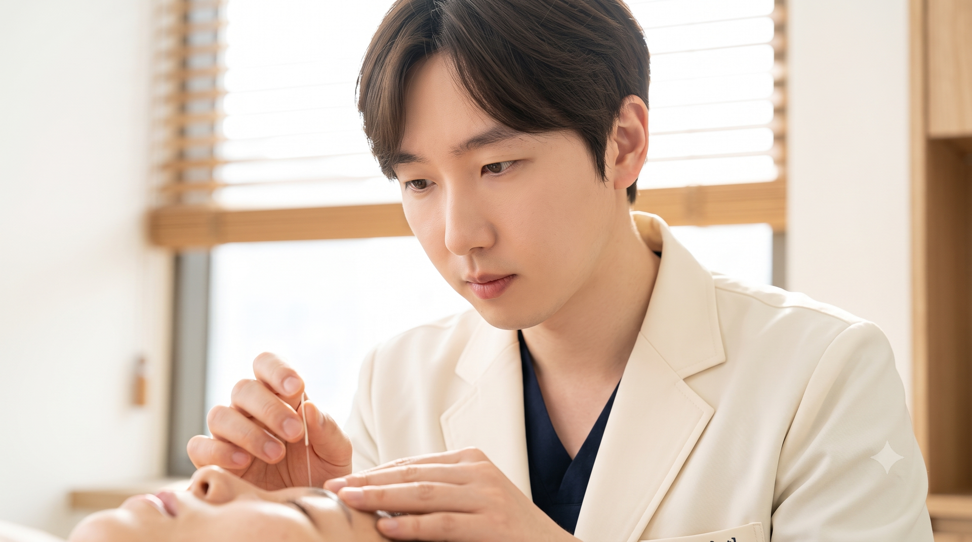 자연산한의원 원장이 직접 시술하는 모습